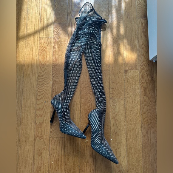 Asos design kenza rhinestone sparkling over the knee boots heels - Picture 5 of 7